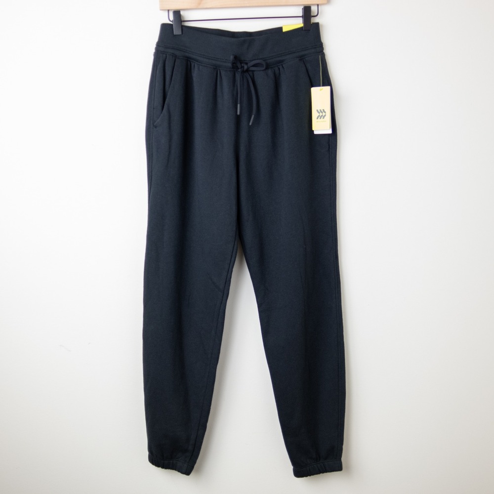 All in Motion Fleece Jogger Womens S Reg Black Relaxed Fit Pockets Drawstring